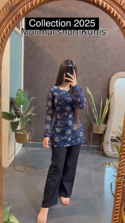 Mul mul short Blue Kurtis summer friendly Kurtis