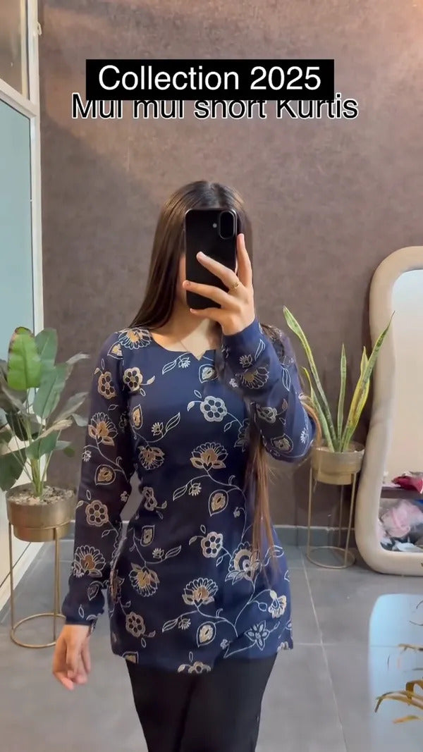 Mul mul short Blue Kurtis summer friendly Kurtis