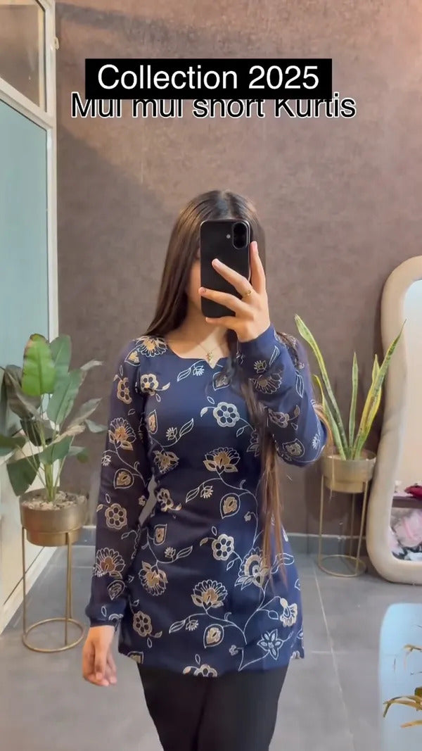 Mul mul short Blue Kurtis summer friendly Kurtis