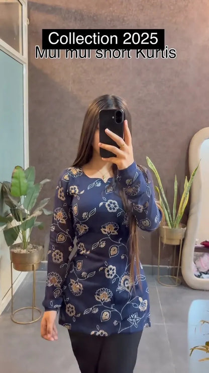 Mul mul short Blue Kurtis summer friendly Kurtis