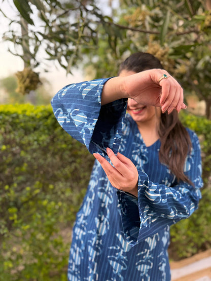 Indigo Cotton Blend Western Short Kurti