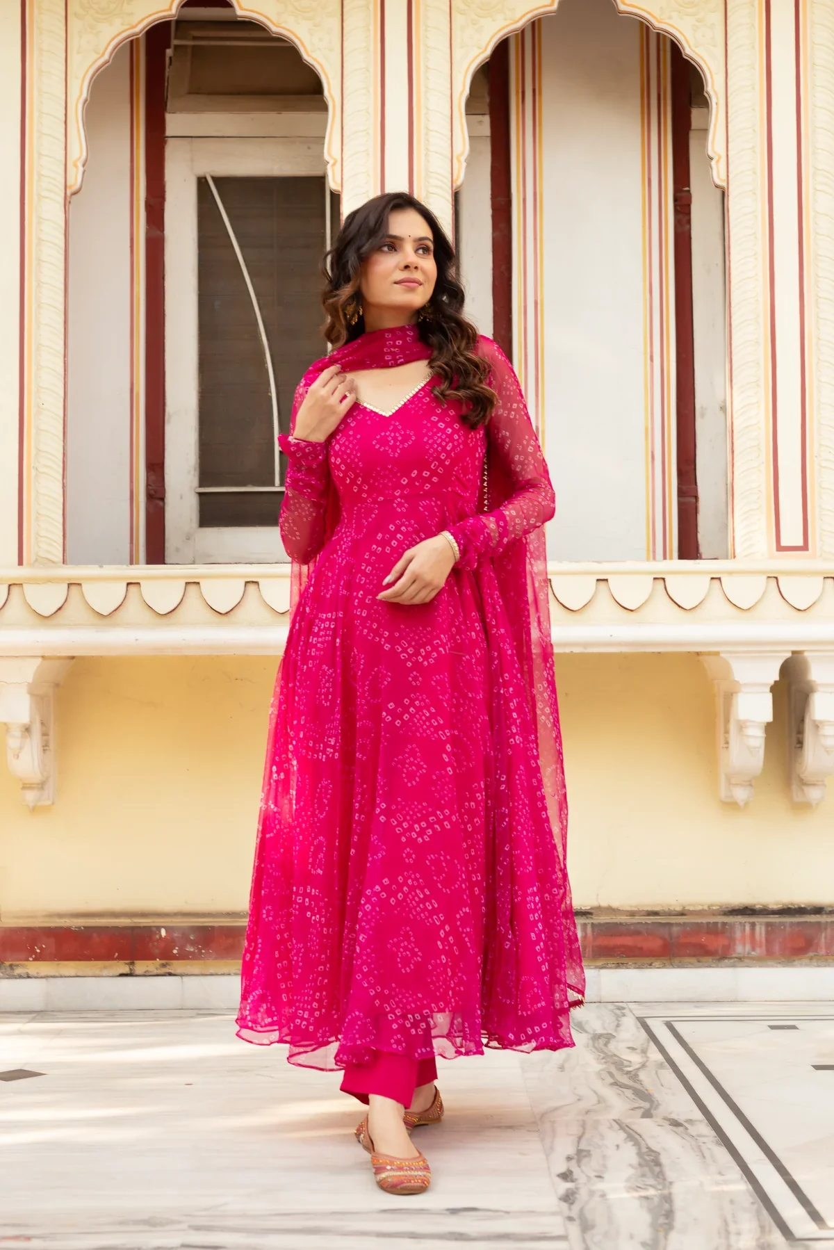 Latest Designer Pink Color Pure Georgette Printed Anarkali Suit Set