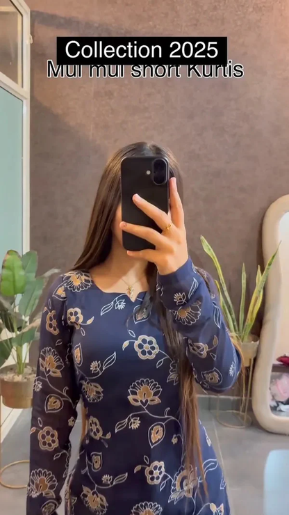 Mul mul short Blue Kurtis summer friendly Kurtis