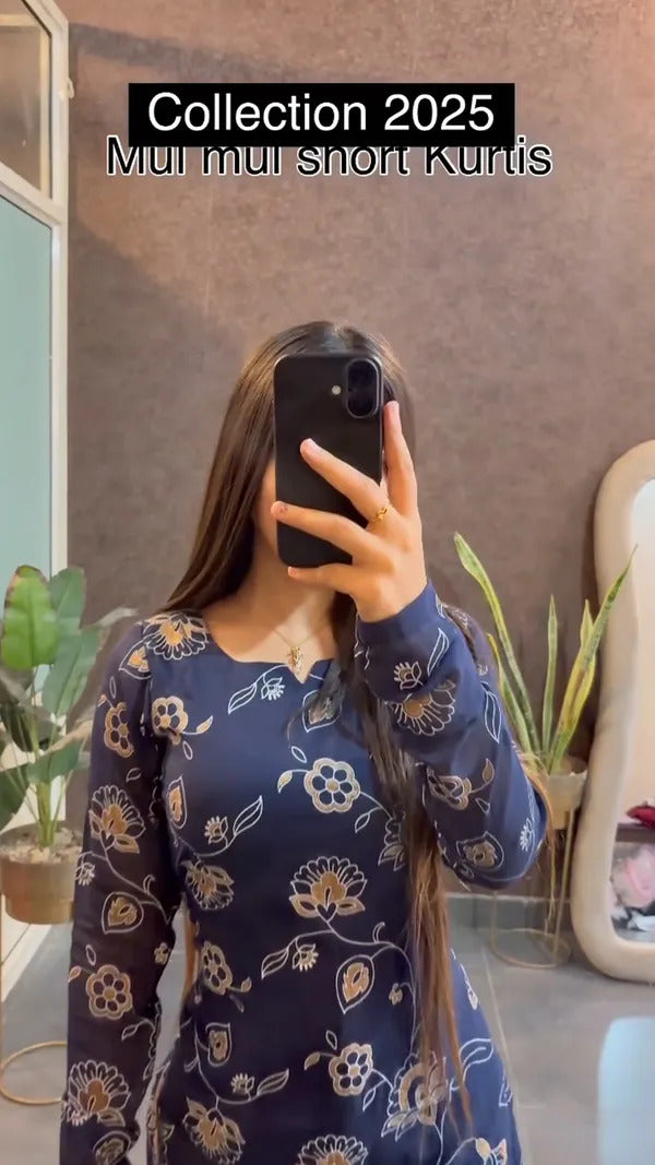 Mul mul short Blue Kurtis summer friendly Kurtis