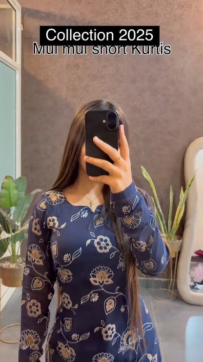 Mul mul short Blue Kurtis summer friendly Kurtis