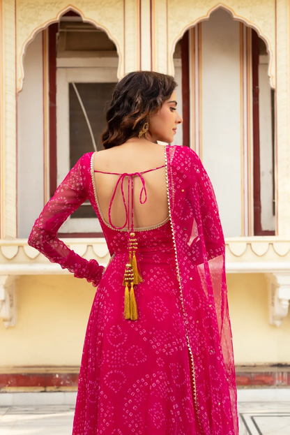 Latest Designer Pink Color Pure Georgette Printed Anarkali Suit Set