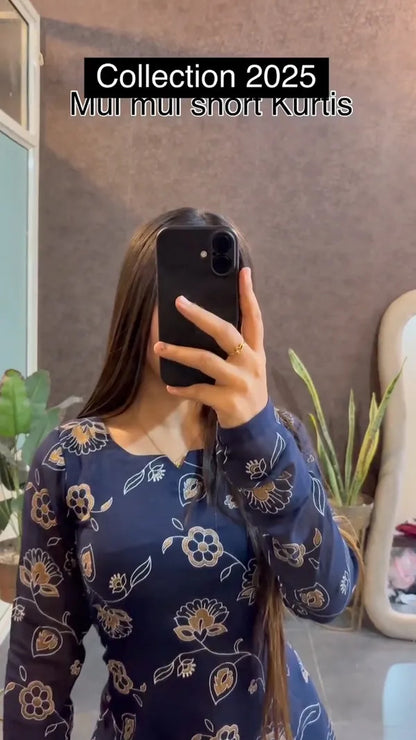 Mul mul short Blue Kurtis summer friendly Kurtis