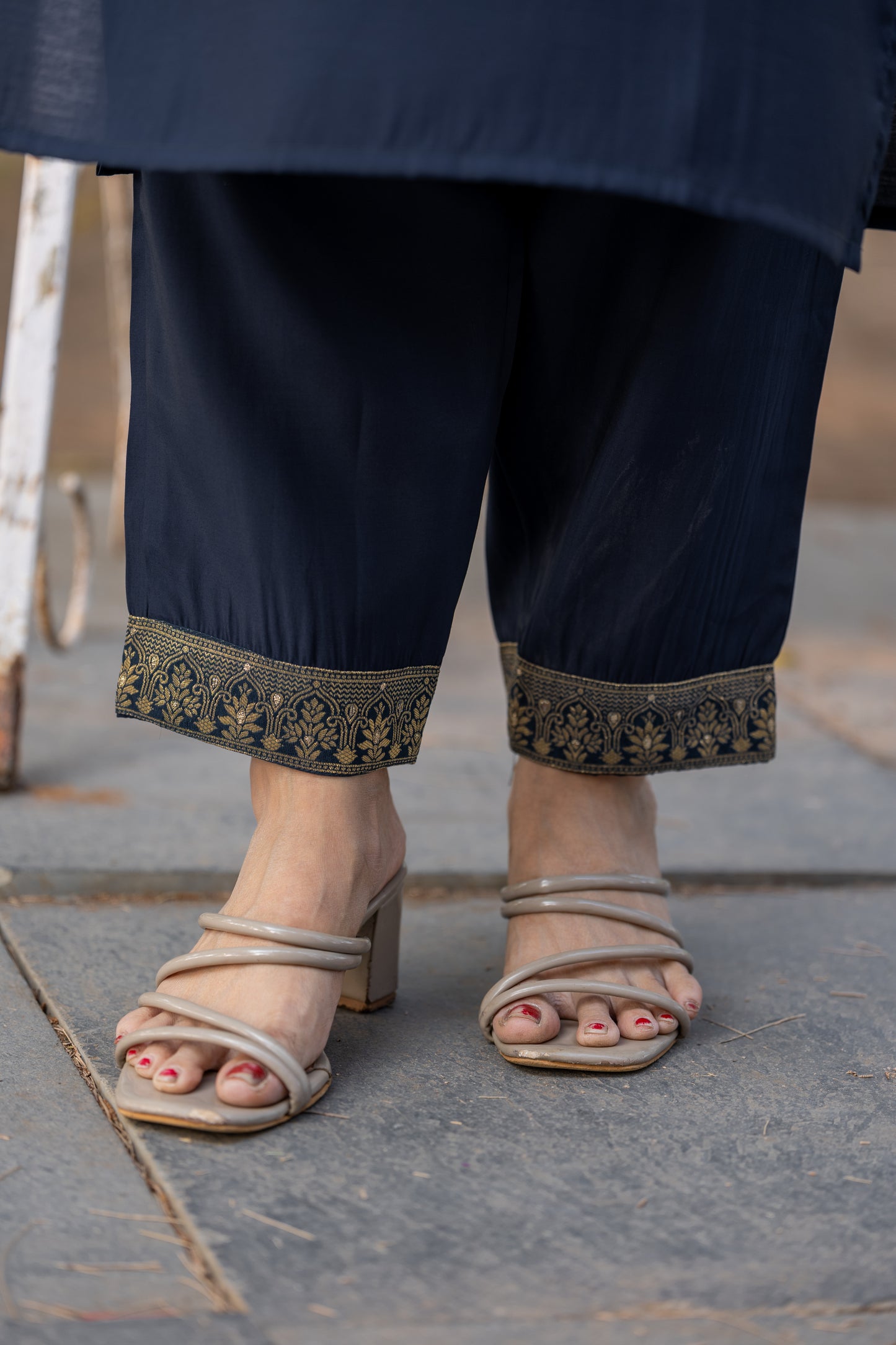 Blue Gottapati Work Silk Kurta Set