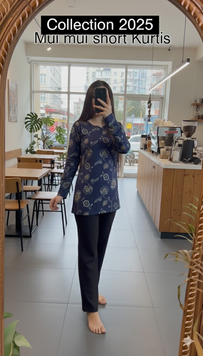 Mul mul short Blue Kurtis summer friendly Kurtis