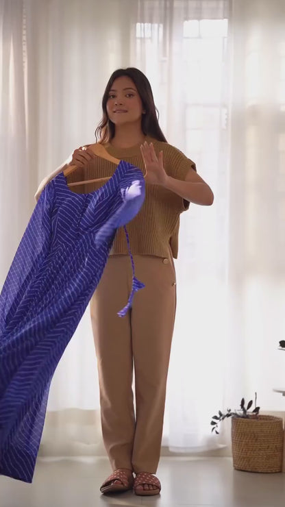 ROYAL BLUE COLOR LAHERIYA PRINT GEORGETTE THREE PIECE ANARKALI SUIT