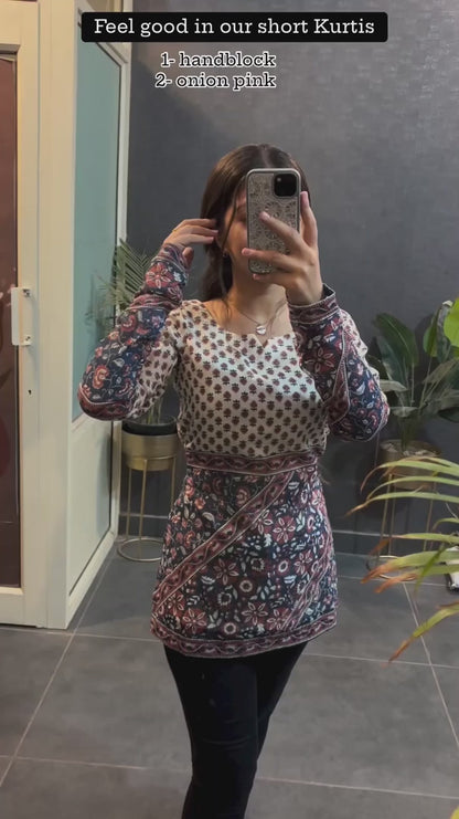 Handblock Feel Good In Our Womens Short Kurtis