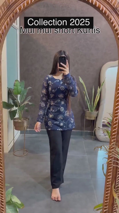 Mul mul short Blue Kurtis summer friendly Kurtis