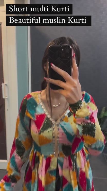 Multi Color Short Cotton less Top